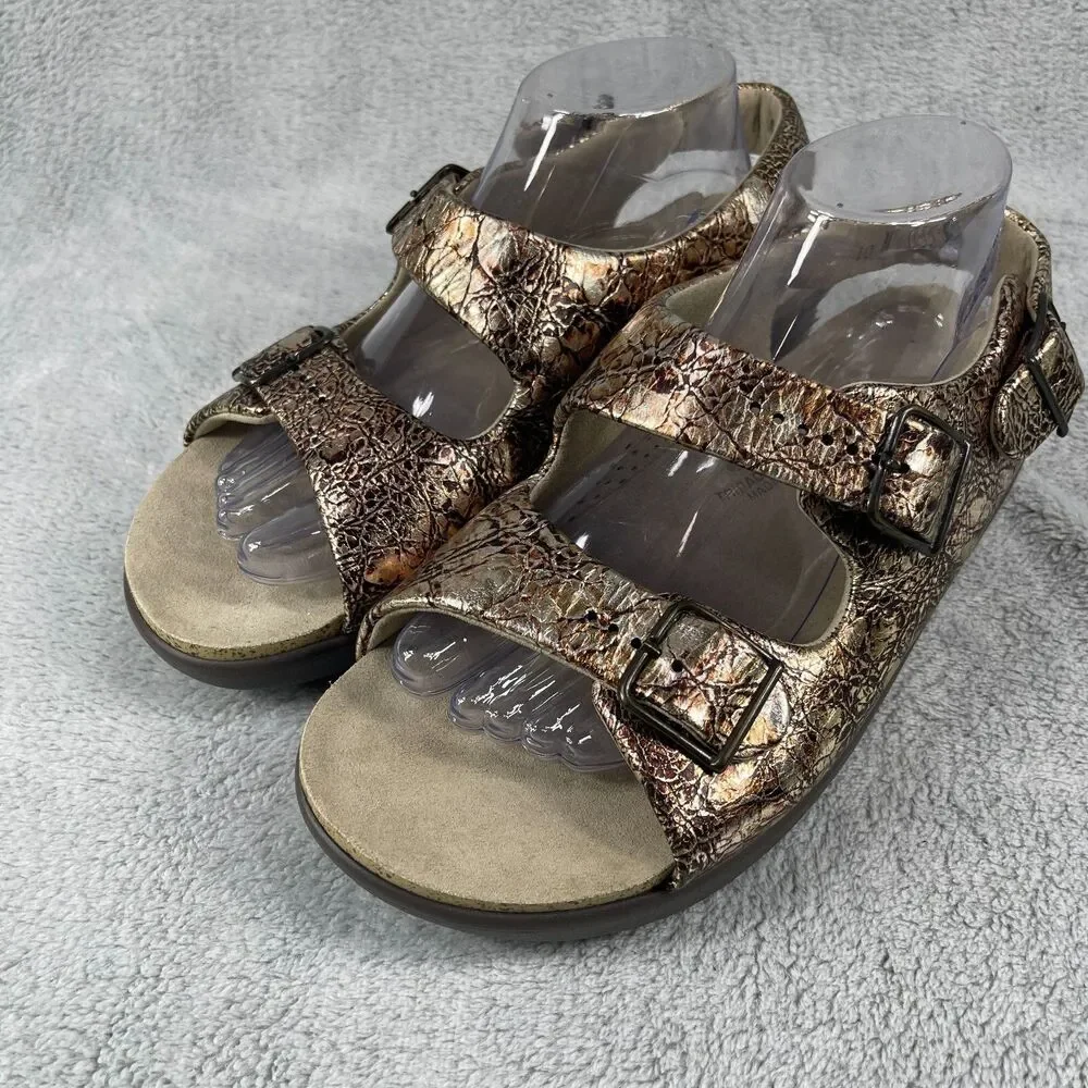 SAS Sandals Women 10 Bronze Ginger Metallic Crackle Comfort Slingback - Picture 1 of 9